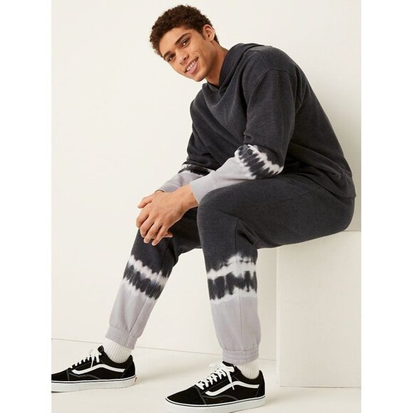 VS Pink Gray Tie Dye Pullover Sweatshirt High Waist Campus Jogger Set XS - Picture 2 of 4